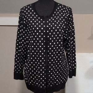 Spense Black and White Polka Dot Cardigan